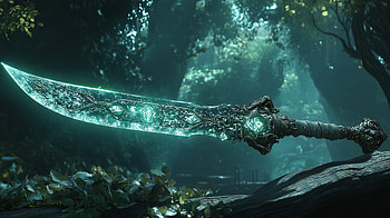 Enchanted Sword: A Stunning Fantasy, fantasy, sword, enchanted weapon, mystical, forest HD wallpaper