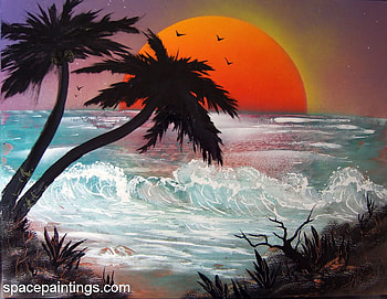 Tropical Breeze, tropics, painting, ocean, sunset HD wallpaper