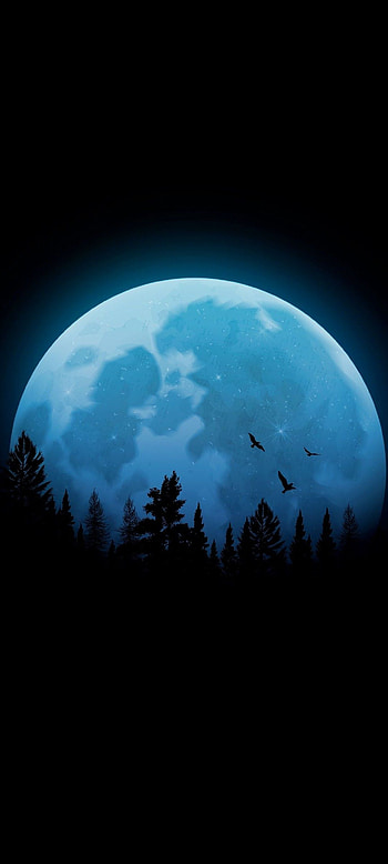 Blue moon, amoled, black HD phone wallpaper