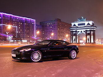 Auto, Houses, Aston Martin, Cars, City, Lights, Asphalt, Side View, Style, 2004, Db9 HD wallpaper