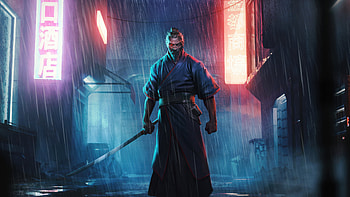 Gokudo Silencer, warrior, samurai, cyberpunk, artist, artwork, art, digital-art, artstation HD wallpaper