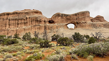 Arches NP, Utah, sky, mountains, rocks, landscape, clouds, usa HD wallpaper