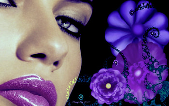 I love the collor purple.., eyes, face, lips, flowers HD wallpaper