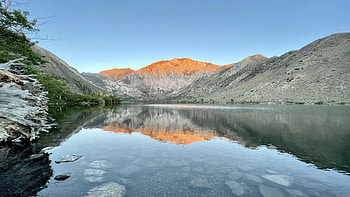 Sunrise at Convict Lake, Mammoth Lakes, California, sky, mountains, water, usa, reflections HD wallpaper