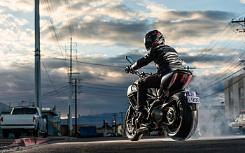 :), black, helmet, motorcycle, diavel ducati, girl HD wallpaper