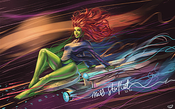 Miss Starfleet, enterprise, trek, ms, starfleet, woman, star, green, chick, redhead, orion HD wallpaper
