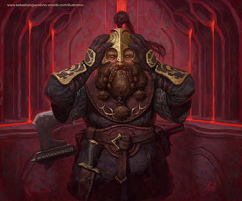 Dwarf, art, lotr, gnome, dark, sebastian giacobino, fantasy, red, luminos, dori HD wallpaper