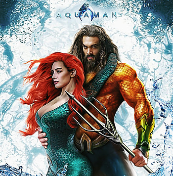 Aquaman, Amber Heard, Jason Momoa, art, movie HD phone wallpaper