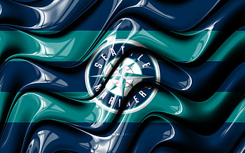 Seattle Mariners flag, , blue 3D waves, MLB, american baseball team, Seattle Mariners logo, baseball, Seattle Mariners HD wallpaper