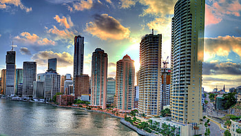 tall buildings, biuldings, water, city, tall HD wallpaper