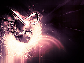 Head, explosion, light, sparks, tubes, metal HD wallpaper
