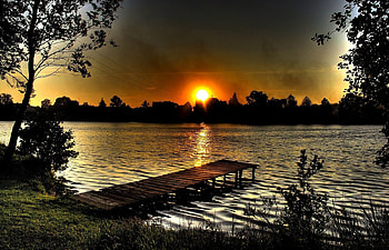 Sunset, other, nature, lake HD wallpaper