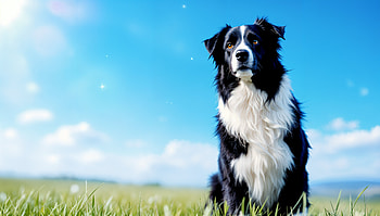 Border Collie Portrait, border collie, dog, grass, sky HD wallpaper