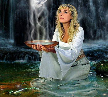 woman at waterfalls, fatasy, waterfalls, abstract, woman HD wallpaper