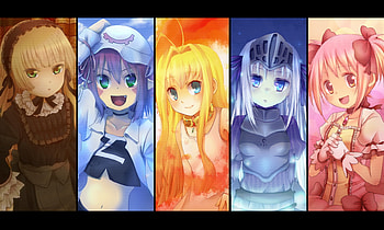 All Girls, kore wa zombie desuka, yumekui merry, cross over, cute, gosick, dragon crisis, anime, girls, hat HD wallpaper