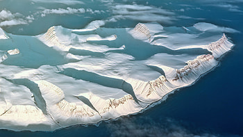Coast, glacier, sea, aerial view HD wallpaper