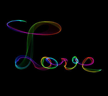 Love, colorful, word, black background HD wallpaper