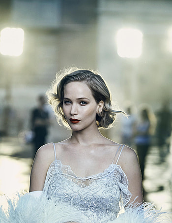 Jennifer Lawrence, red lips, Vanity Fair HD phone wallpaper