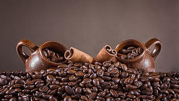 Coffee beans, Cinnamon HD wallpaper