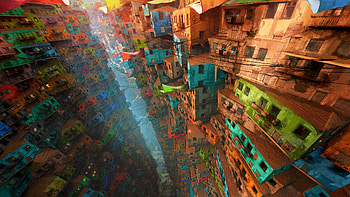 Vertical Village , artist, artwork, digital-art, artstation HD wallpaper