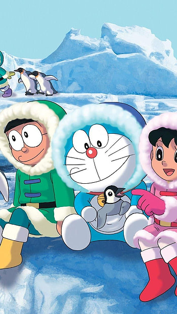 Doraemon, winter snow HD phone wallpaper