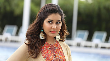 Beautiful Actress Rashi Khanna Is Standing In Blur Background Wearing Sandal Color Dress Girls HD wallpaper