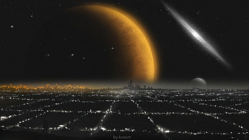 Distant Colony , artist, artwork, digital-art, deviantart HD wallpaper