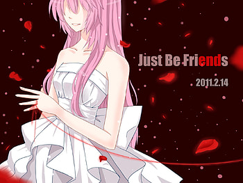 Megurine Luka - Just be Friends, awesome, date, sakura petals, tears, artistic, nice, valentine, digital, petals, white, art, girl, singer, pink hair, heart-broken, anime girl, anime, pretty, megurine, virtual, just be friends, luka, song, cute, vocaloid, digital art, dress, beauty, music, holiday, vocaloids, crying, megurine luka, program, beautiful, diva, sad, pink, white dress, red, love, cool, idol, heart, valentines day HD wallpaper