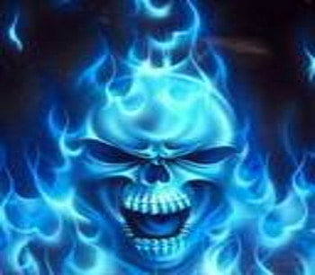BLUE FEURY, blue, skull, evil HD wallpaper