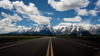 Grand Teton National Park, Strae Berge Wyoming, USA Nordamerika HD wallpaper