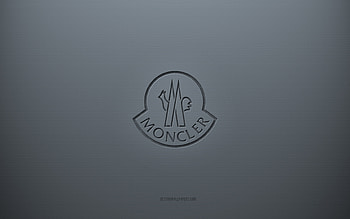 Moncler logo, gray creative background, Moncler emblem, gray paper texture, Moncler, gray background, Moncler 3d logo HD wallpaper