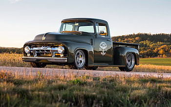 Ford F-100, Clem 101, Ringbrothers, front view, exterior, black pickup truck, black F-100, vintage cars, retro american cars, Ford HD wallpaper