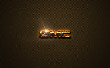 GMC golden logo, artwork, brown metal background, GMC emblem, creative, GMC logo, brands, GMC HD wallpaper