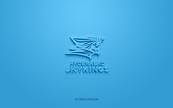 Hyderabad Skykings, Indian american football club, blue logo, blue carbon fiber background, EFLI, american football, Elite Football League of India, Hyderabad, India, Hyderabad Skykings logo HD wallpaper