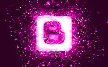 Blogger purple logo, , purple neon lights, creative, purple abstract background, Blogger logo, social network, Blogger HD wallpaper