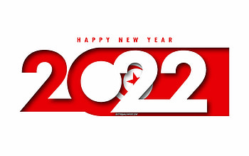 Happy New Year 2022 Tunisia, white background, Tunisia 2022, Tunisia 2022 New Year, 2022 concepts, Tunisia, Flag of Tunisia HD wallpaper