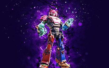 Default Mecha Team Leader, , violet neon lights, Fortnite Battle Royale, Fortnite characters, Default Mecha Team Leader Skin, Fortnite, Default Mecha Team Leader Fortnite HD wallpaper