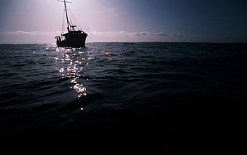 Sea, Dark, Ripples, Ripple, Boat HD wallpaper