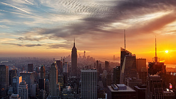 New York City Winter Sunset HD wallpaper