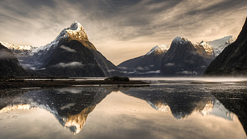 Landscape, river, graphy, beauty, nice, reflection, snow, water, beautiful, lake, mountain, cool, clouds, nature, sky, lovely, harmony HD wallpaper