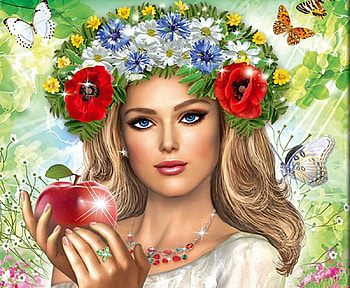 Like an Apple, apple, girl, flowers, woman HD wallpaper
