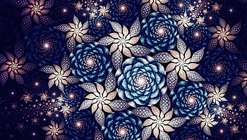 Abstract, flower, blue, white, texture, stars, luminos HD wallpaper