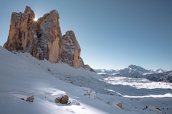 Winter, Nature, Mountains, Sun, Snow, Rocks HD wallpaper