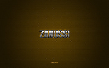 Zanussi logo, silver shiny logo, Zanussi metal emblem, yellow carbon fiber texture, Zanussi, brands, creative art, Zanussi emblem HD wallpaper