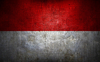 Monegasque metal flag, grunge art, European countries, Day of Monaco, national symbols, Monaco flag, metal flags, Flag of Monaco, Europe, Monegasque flag, Monaco HD wallpaper