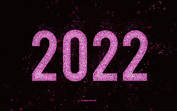 Happy New Year 2022, pink glitter art, 2022 New Year, 2022 pink glitter background, 2022 concepts, black background, 2022 greeting card HD wallpaper