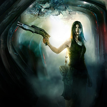 Science Fiction Female, shoot, alone, girl, lonely, beauty, dark, fiction, fantasy, cg, weapon, fallen, sensual, female HD wallpaper