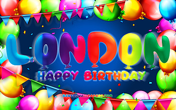 Happy Birtay London, , colorful balloon frame, London name, blue background, London Happy Birtay, London Birtay, popular american male names, Birtay concept, London HD wallpaper