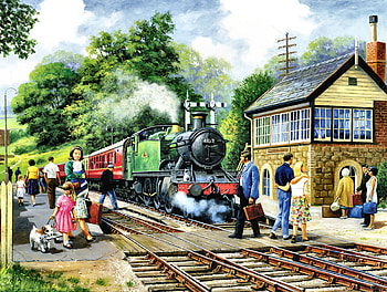 Country Stop - Train, art, station, engine, train, beautiful, illustration, artwork, wide screen, painting, tracks, locomotive, railroad HD wallpaper