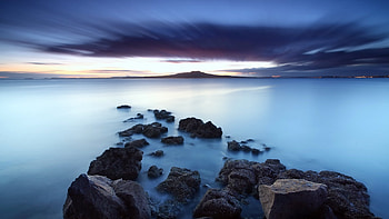 Landscape, Mountains, Sea HD wallpaper